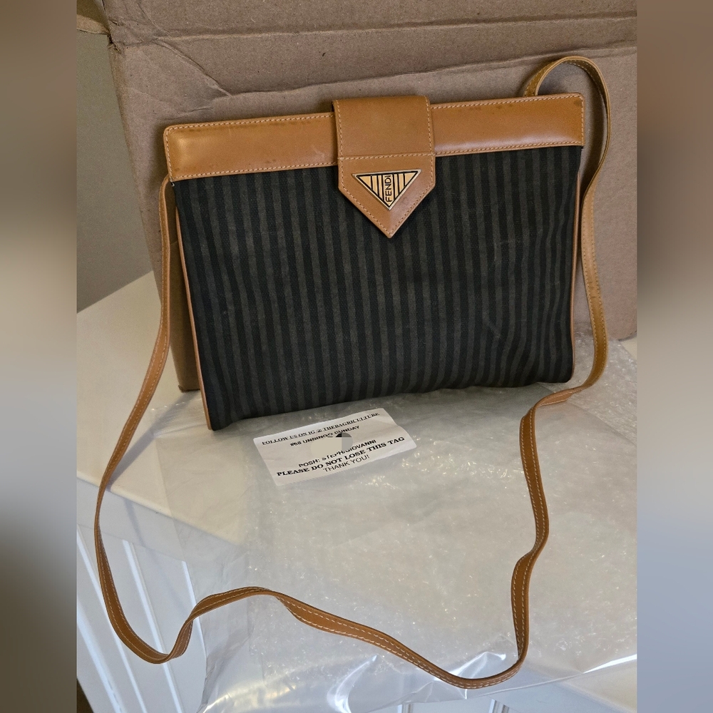 Vintage Fendi Striped Crossbody/Clutch Bag